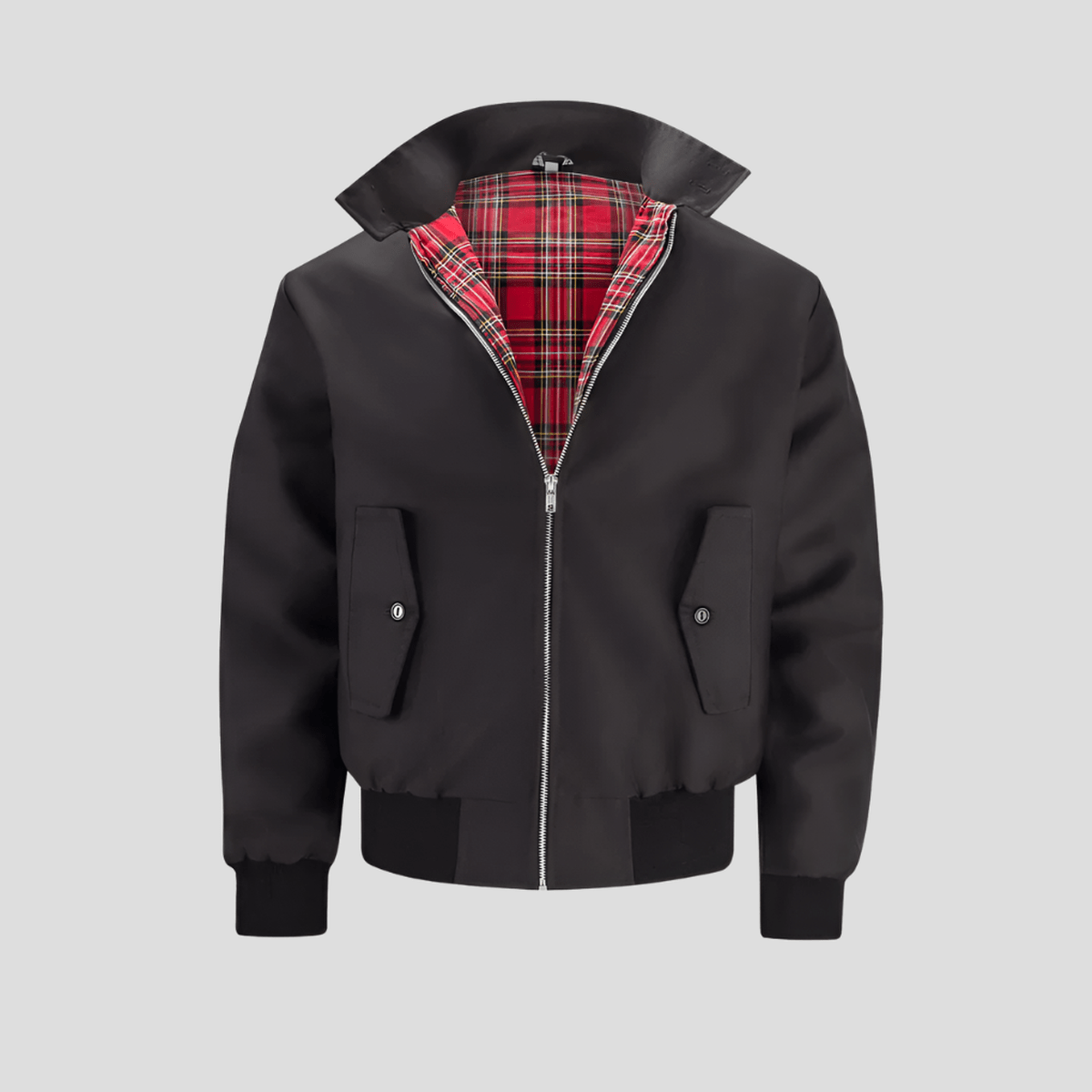 Joe Men's Classic Checked Lining Bomber Jacket With Red Plaid Interior For Timeless Casual Style