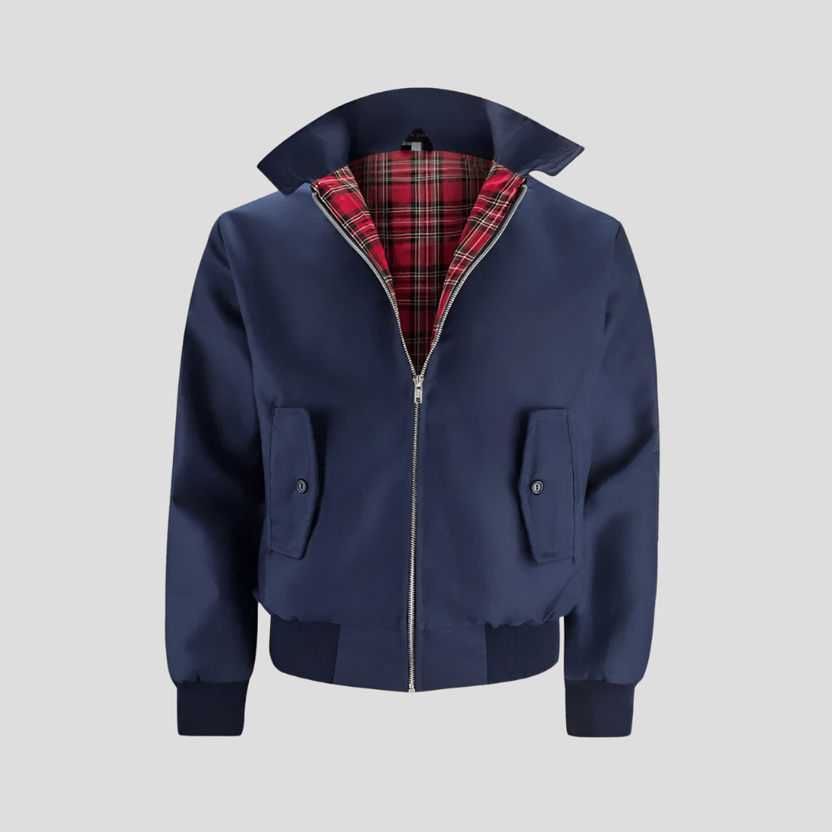 Joe Men's Classic Checked Lining Bomber Jacket With Red Plaid Interior For Timeless Casual Style