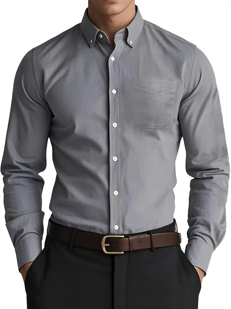 Men's Classic Button Up Shirt Long Sleeve For Versatile Formal And Casual Wear All Occasions