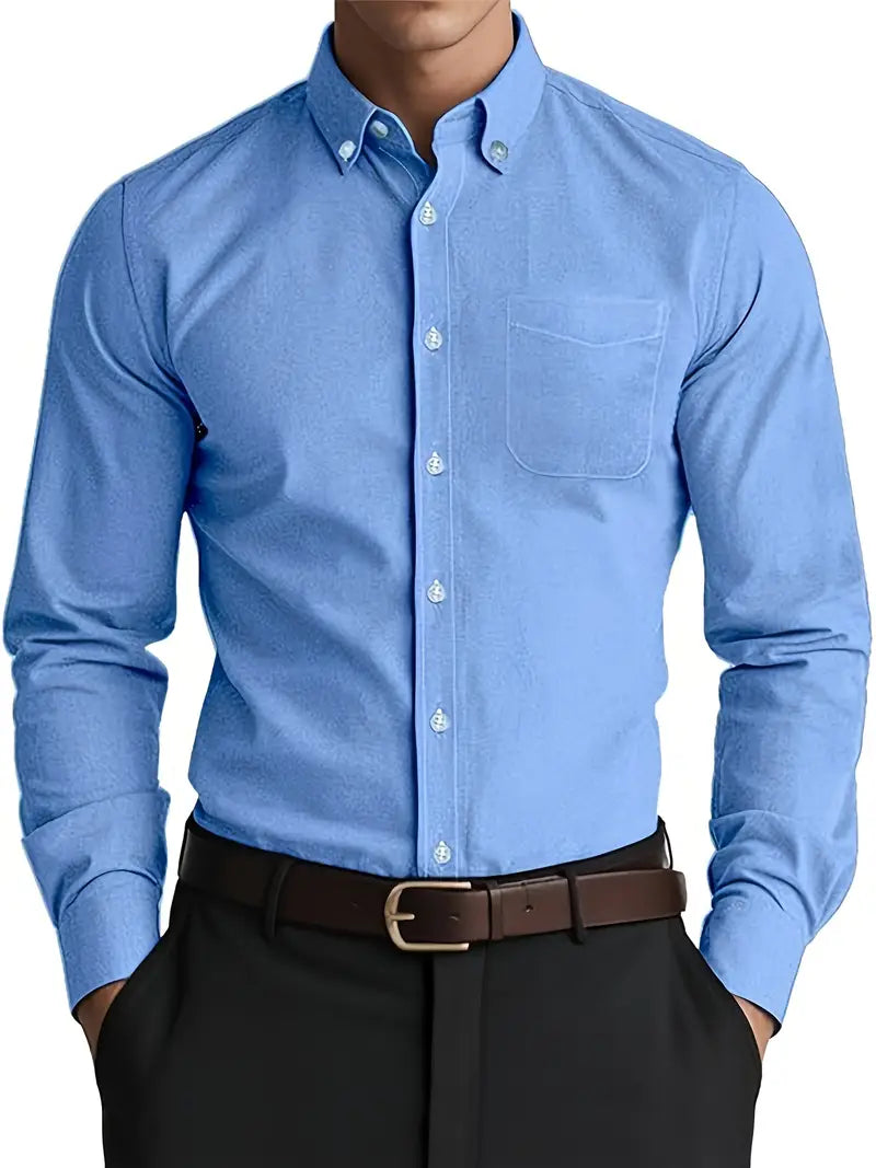 Men's Classic Button Up Shirt Long Sleeve For Versatile Formal And Casual Wear All Occasions
