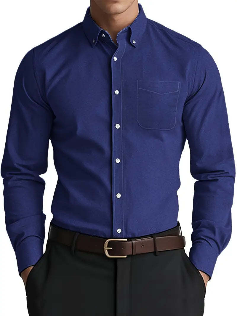 Men's Classic Button Up Shirt Long Sleeve For Versatile Formal And Casual Wear All Occasions