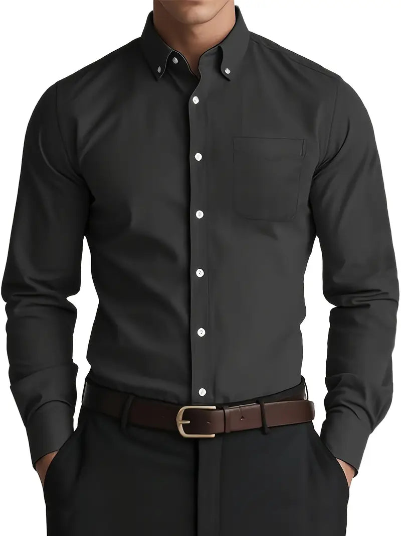 Men's Classic Button Up Shirt Long Sleeve For Versatile Formal And Casual Wear All Occasions