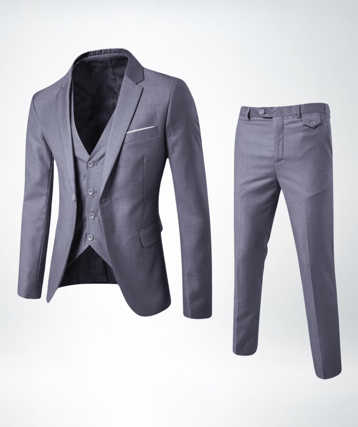 Eric Men's Navy Blue Three Piece Classic Formal Suit Set Blazer Vest and Trousers