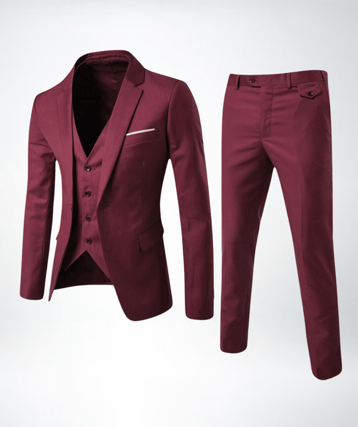 Eric Men's Navy Blue Three Piece Classic Formal Suit Set Blazer Vest and Trousers