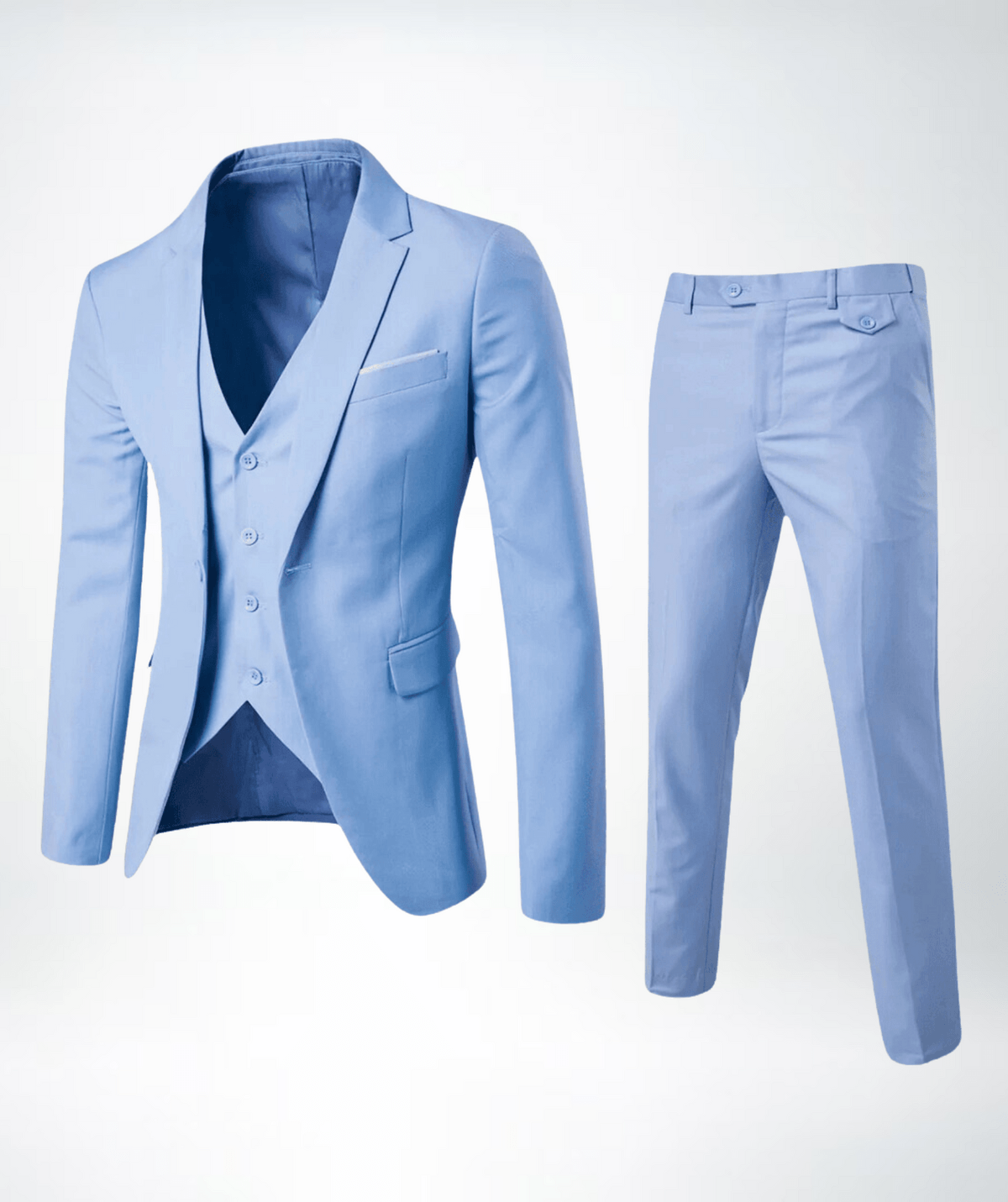 Eric Men's Navy Blue Three Piece Classic Formal Suit Set Blazer Vest and Trousers