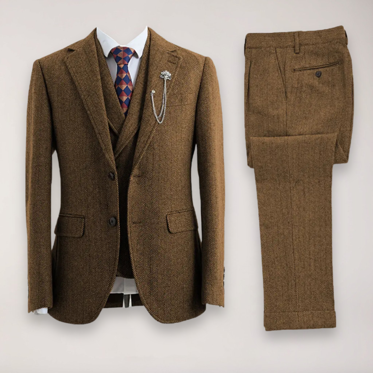 Men’s Classic Three-Piece Suit | Tailored Blazer, Trousers, and Waistcoat