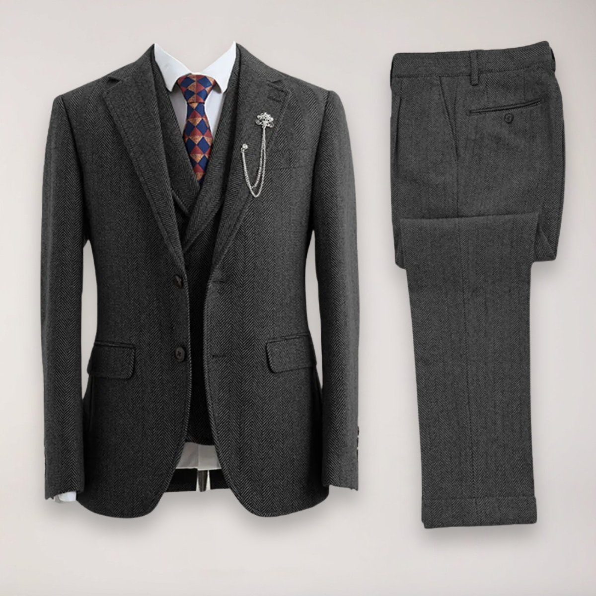 Men’s Classic Three-Piece Suit | Tailored Blazer, Trousers, and Waistcoat