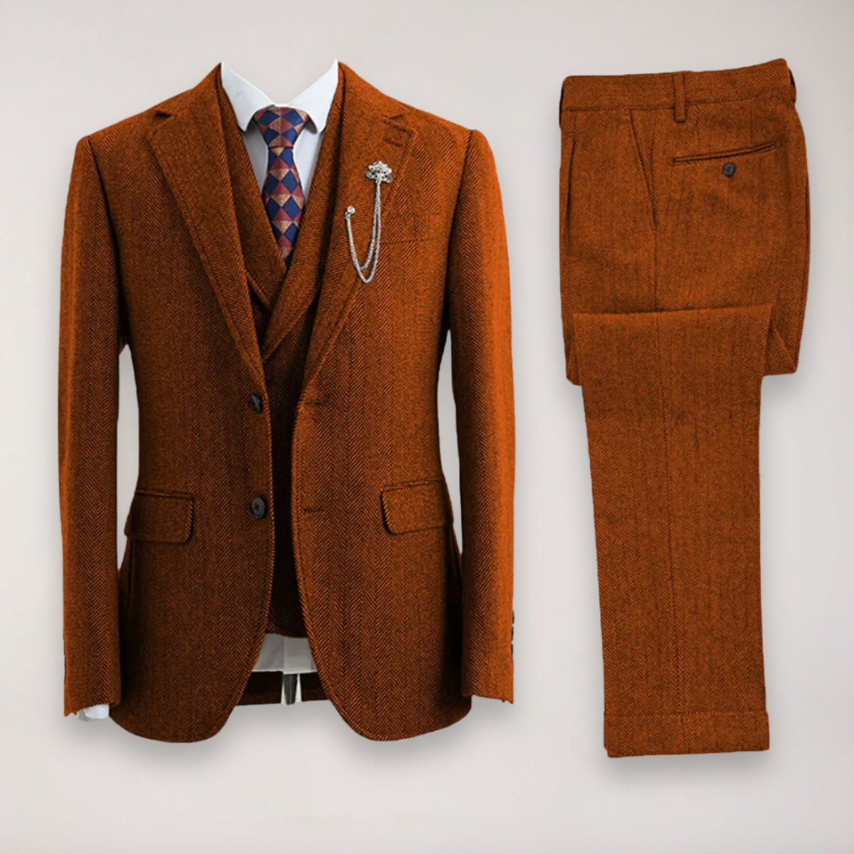 Men’s Classic Three-Piece Suit | Tailored Blazer, Trousers, and Waistcoat