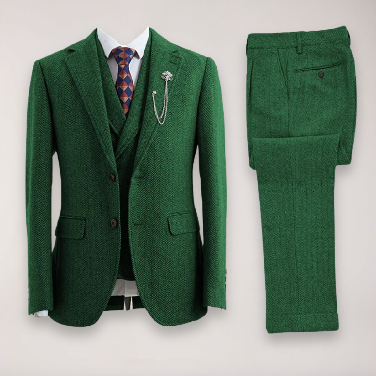 Men’s Classic Three-Piece Suit | Tailored Blazer, Trousers, and Waistcoat