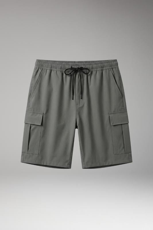 Men’s Cargo Shorts with Drawstring Waistband and Knee-Length Cut - TrendAura