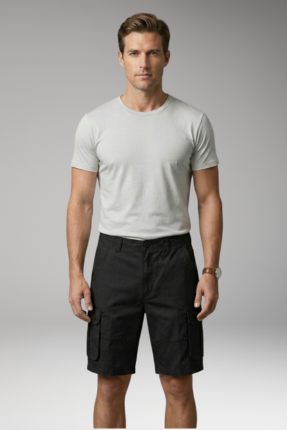 Men’s Summer Cargo Shorts with Button Fastening and Side Pockets