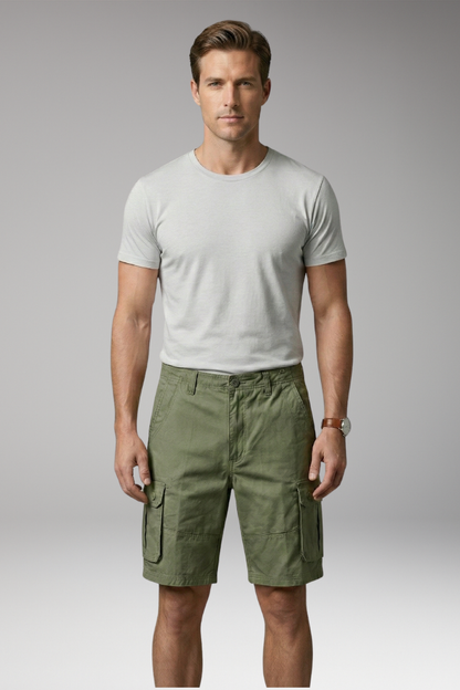 Men’s Summer Cargo Shorts with Button Fastening and Side Pockets
