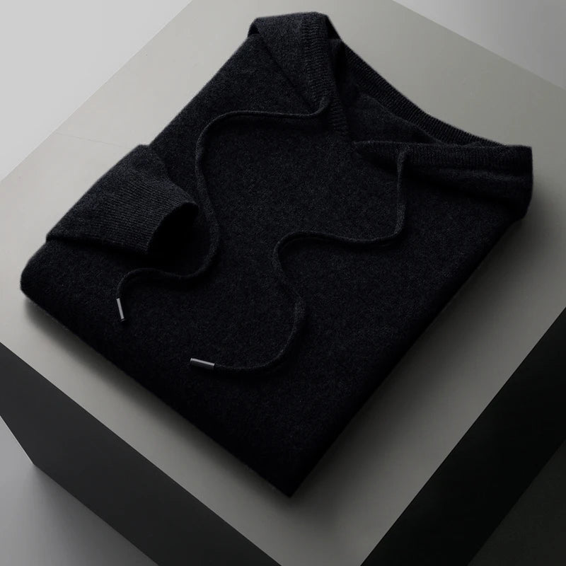 Merino Wool Hoodie For Men With Drawstrings Temperature Regulating Winter Warmth