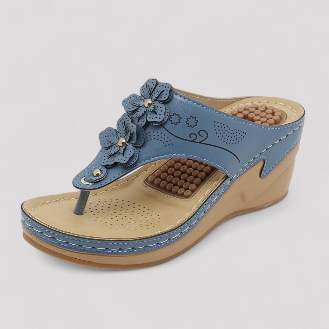 Lena Orthopedic Wedge Sandal For Women All Day Comfort With Elegant Lift And Floral Design