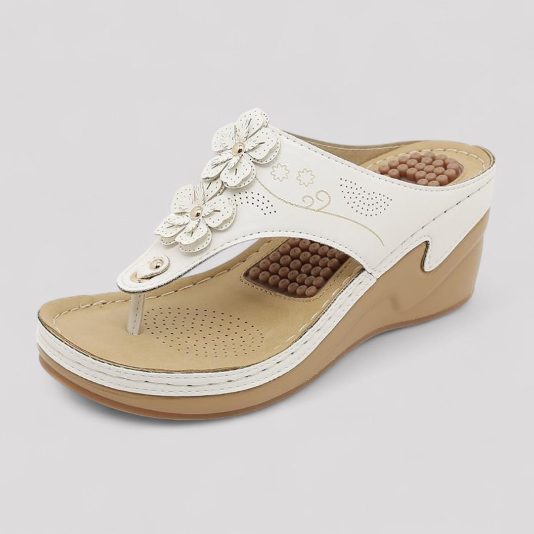 Lena Orthopedic Wedge Sandal For Women All Day Comfort With Elegant Lift And Floral Design