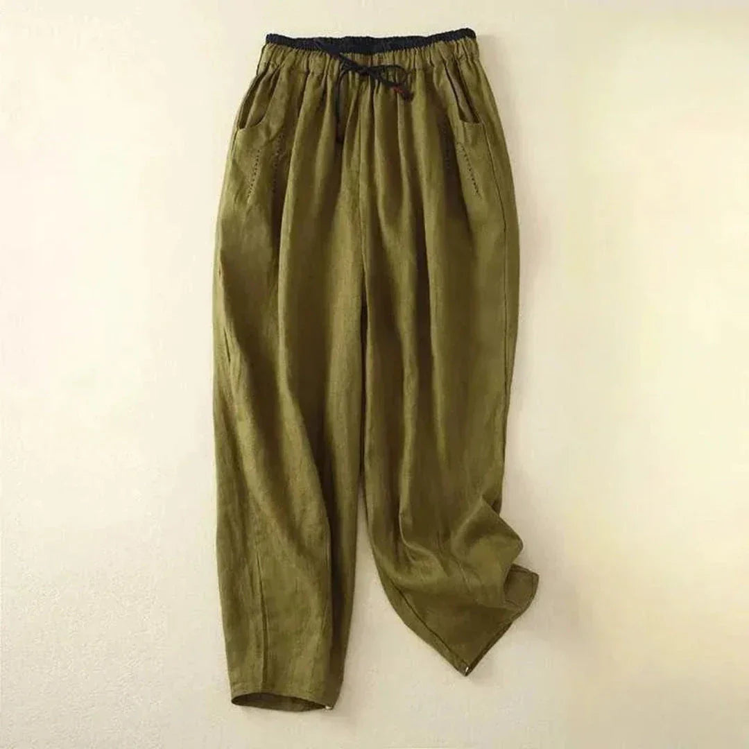 Michelle Colorblock Waist Linen Pants