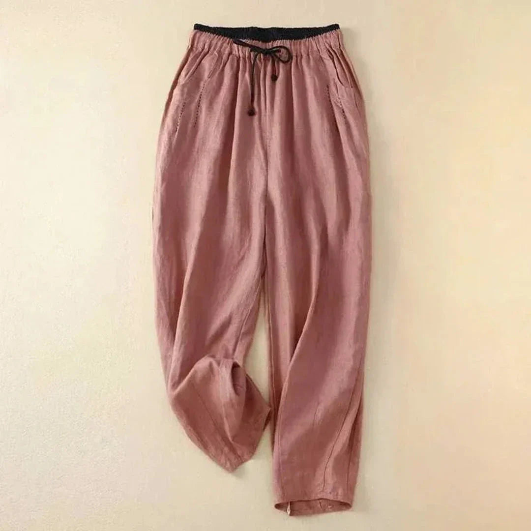 Michelle Colorblock Waist Linen Pants