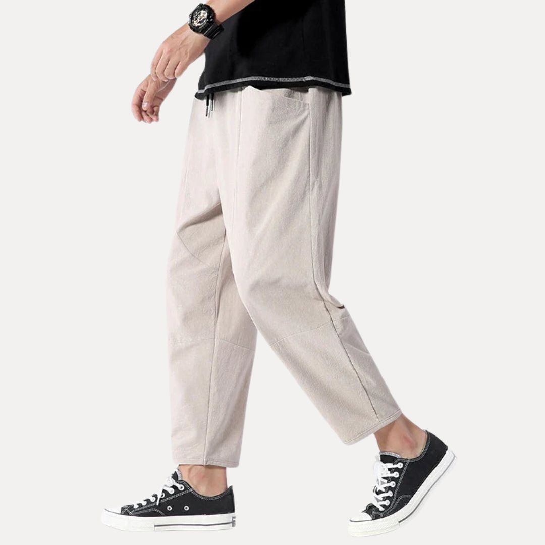 TrendAura Mico Cropped Lounge Pants Cotton Japanese Style Tapered Drawstring Waist