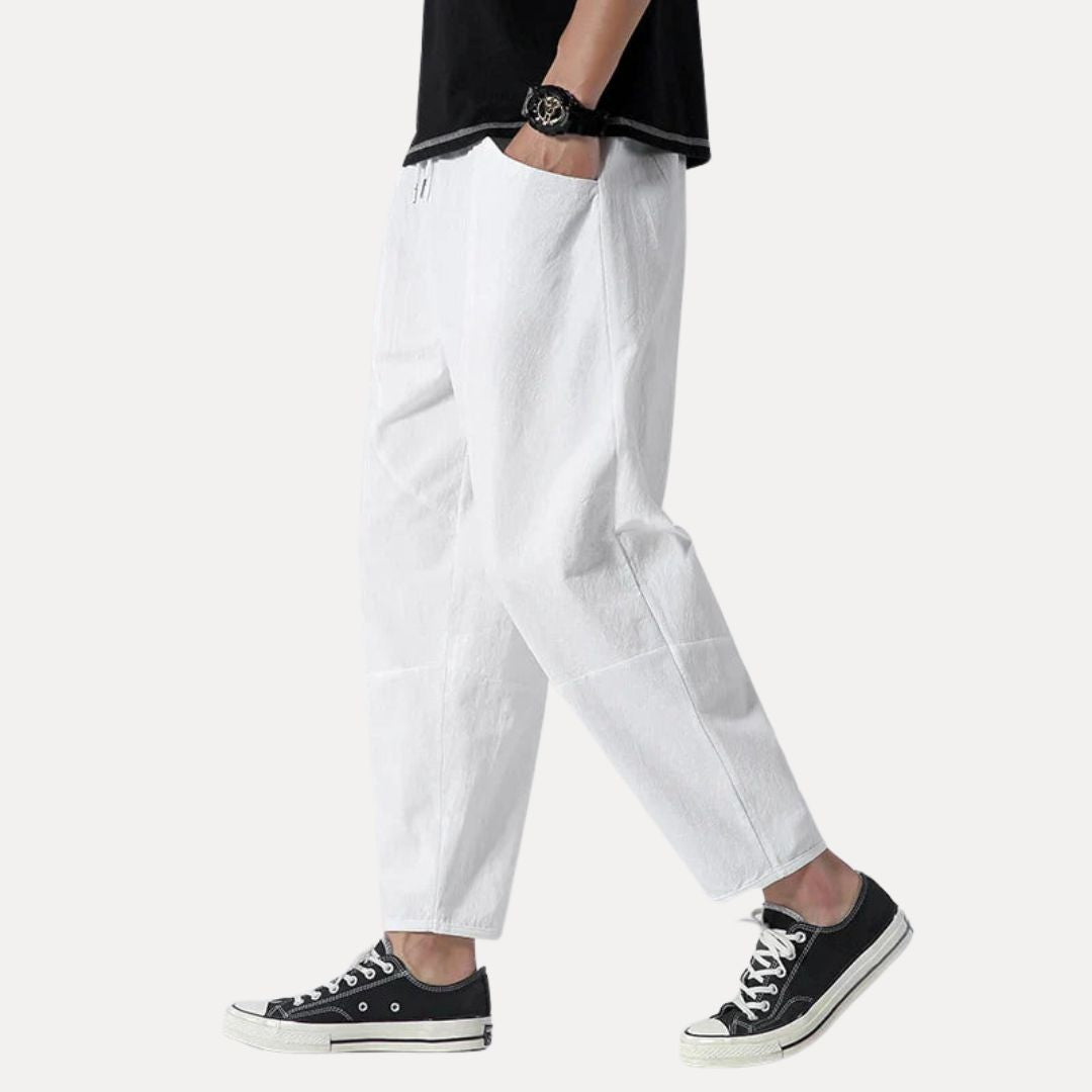 TrendAura Mico Cropped Lounge Pants Cotton Japanese Style Tapered Drawstring Waist