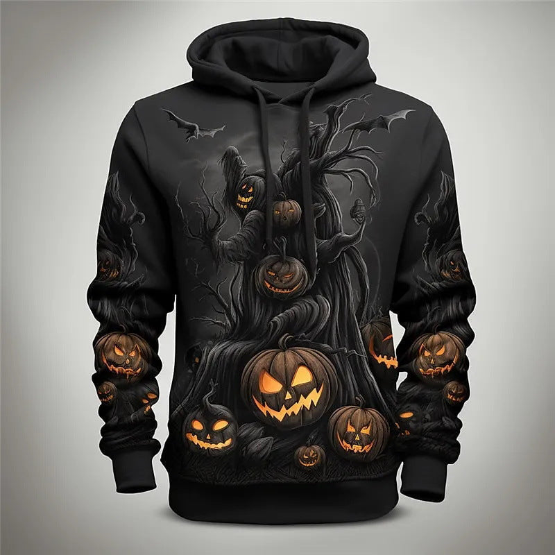 Luke Halloween Pumpkin Hoodie With Embossed Pumpkins Cozy Cotton Blend Warmth For Fall And Winter
