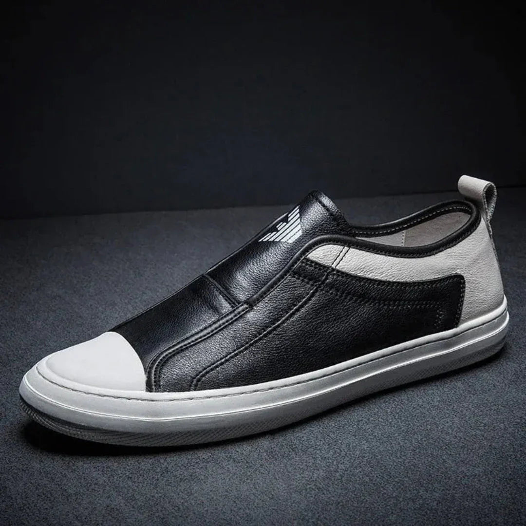 Mikee Slip On Leather Sneakers For Men With Cushioned Insole And Durable Rubber Sole