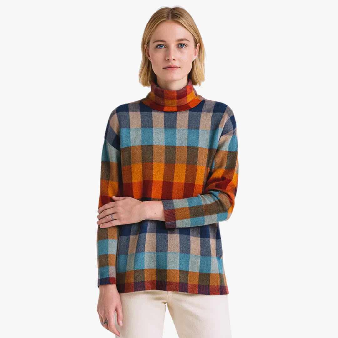 Mariana | Patchwork Turtleneck Pullover Sweater in Cashmere for Women - TrendAura