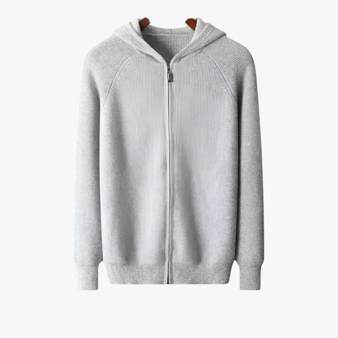 Justin Men's Cashmere Zip Front Hoodie Luxurious Softness Warmth Breathable Comfort