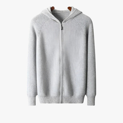 Justin Men's Cashmere Zip Front Hoodie Luxurious Softness Warmth Breathable Comfort