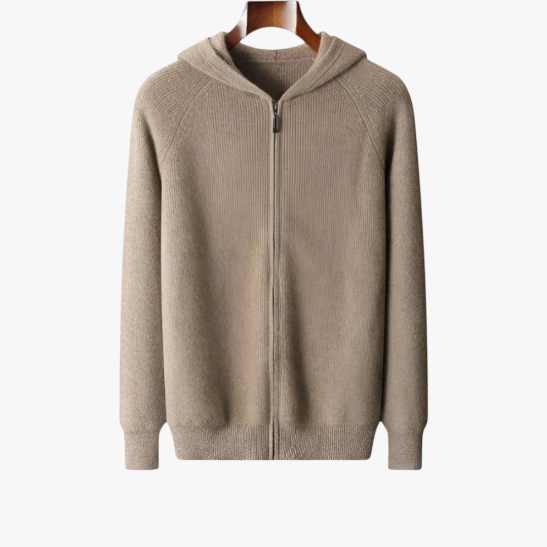 Justin Men's Cashmere Zip Front Hoodie Luxurious Softness Warmth Breathable Comfort