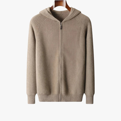 Justin Men's Cashmere Zip Front Hoodie Luxurious Softness Warmth Breathable Comfort
