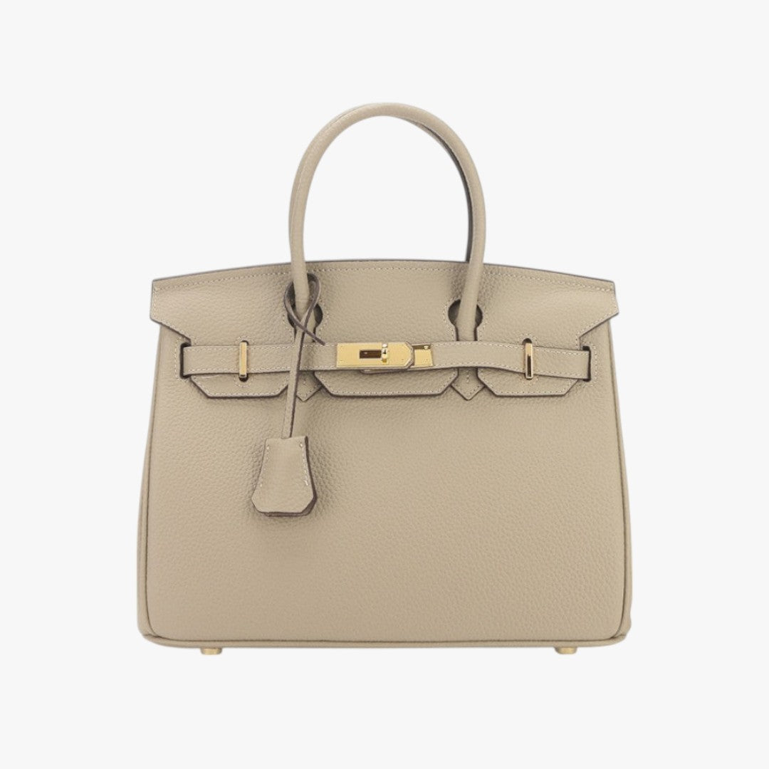 Lux Leather Handbag For Women With Gold Tone Hardware Removable Shoulder Strap Structured Professional Tote