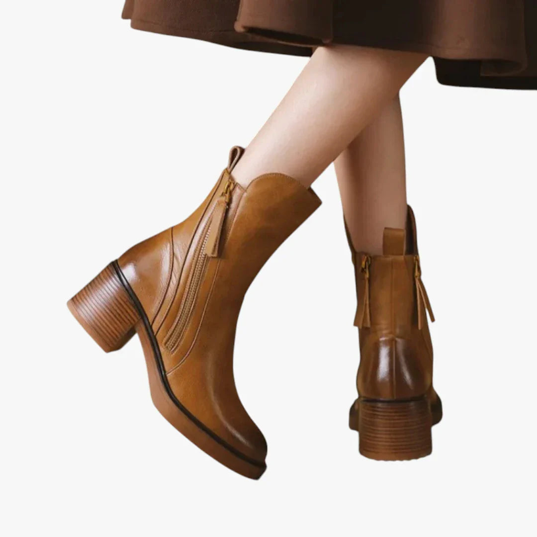 Madelyn Ankle Boots With Block Heel And Padded Insole For Women, Timeless Style, All Day Comfort, Easy Zip