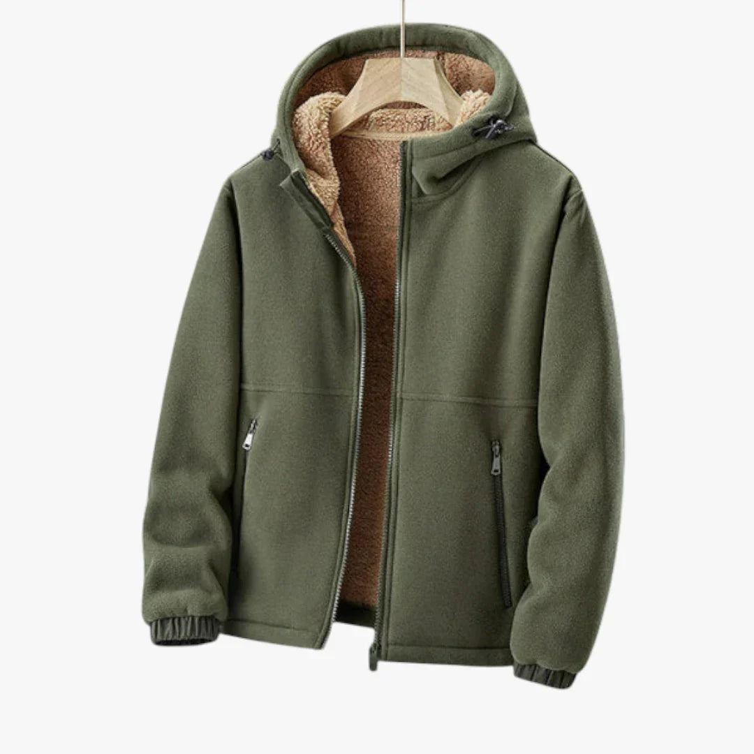 Kai Mens Sherpa Lined Cozy Hooded Fleece Jacket With Full Zip Front Elastic Cuffs And Pockets
