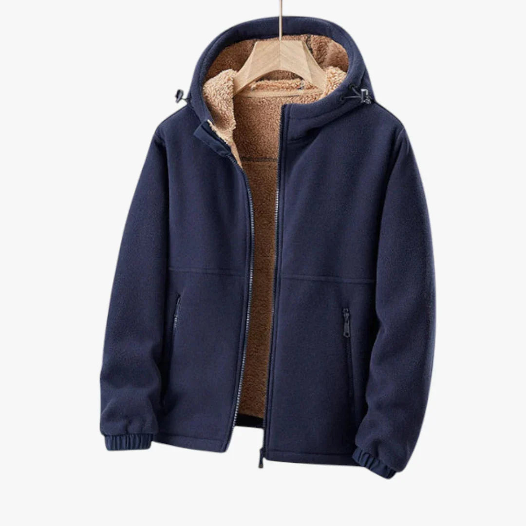 Kai Mens Sherpa Lined Cozy Hooded Fleece Jacket With Full Zip Front Elastic Cuffs And Pockets
