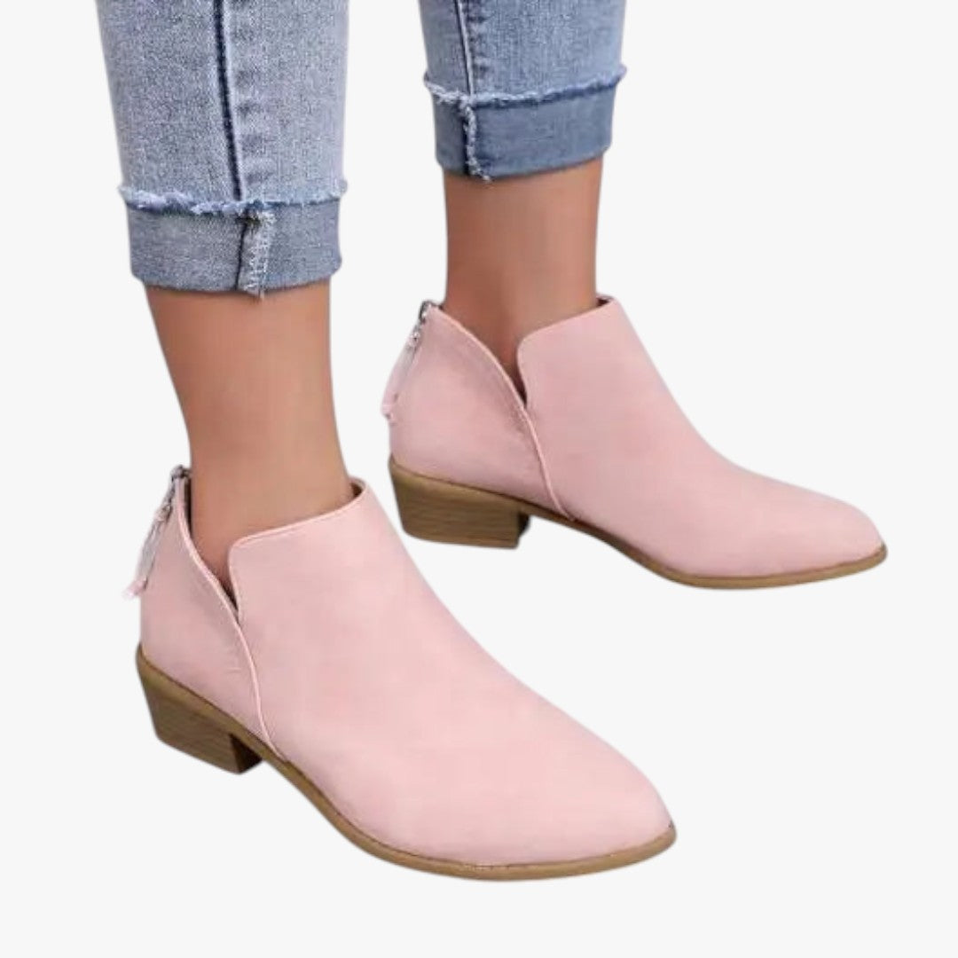 Kailani Suede Ankle Boots With Zipper And Low Heel For Women Everyday Comfort And Sophistication