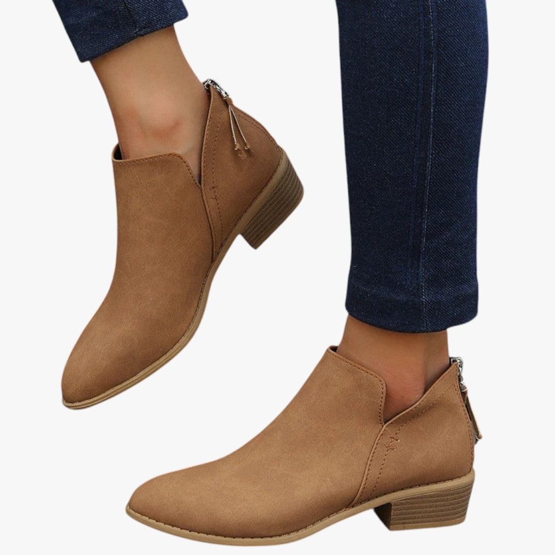 Kailani Suede Ankle Boots With Zipper And Low Heel For Women Everyday Comfort And Sophistication