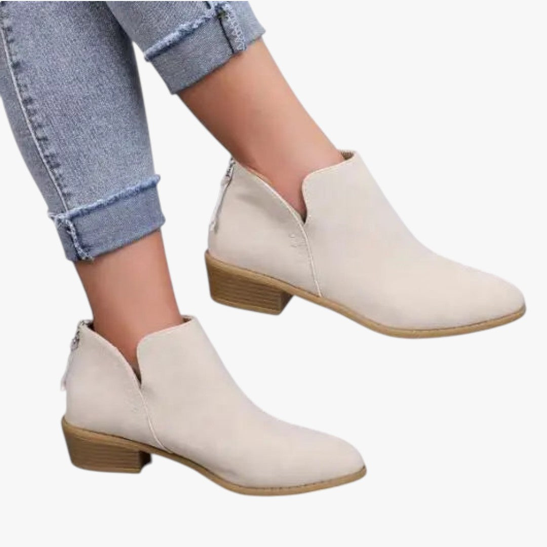 Kailani Suede Ankle Boots With Zipper And Low Heel For Women Everyday Comfort And Sophistication