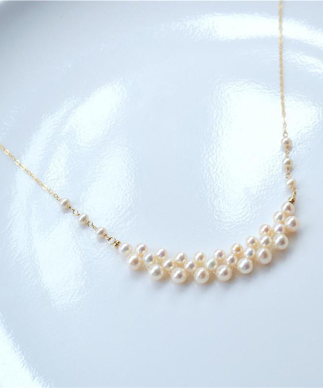 Collier princesse moderne en alliage de cuivre et or avec perles - TrendAura