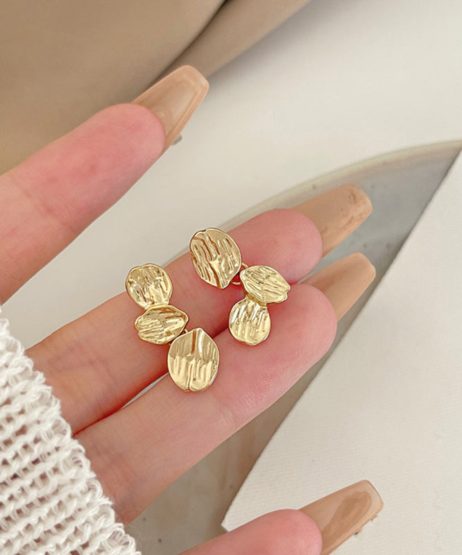 Boucles d'oreilles à tige modernes en argent sterling doré - TrendAura