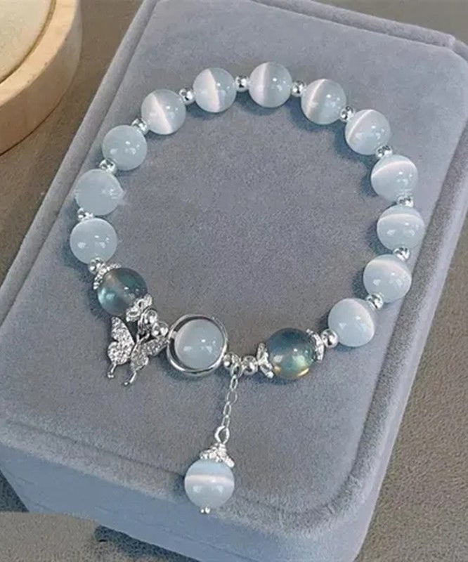 Bracelet à breloques moderne en alliage de soie et zircon, papillon, œil de chat - TrendAura