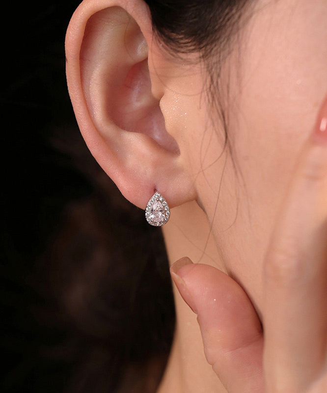 Boucles d'oreilles créoles modernes en argent sterling et zircon en forme de goutte d'eau - TrendAura
