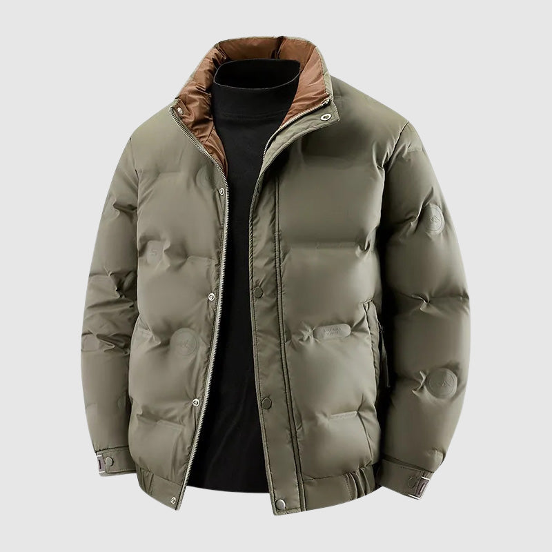 TrendAura Modern Casual Thick Down Puffer Jacket For Men With Zipper Pockets Relaxed Fit Winter