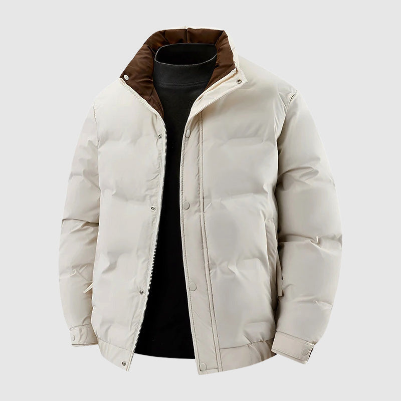 TrendAura Modern Casual Thick Down Puffer Jacket For Men With Zipper Pockets Relaxed Fit Winter