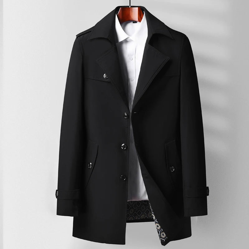 TrendAura Modern Classic Men's Trench Coat in Beige with Heritage Tailoring and Modern Urban Silhouette