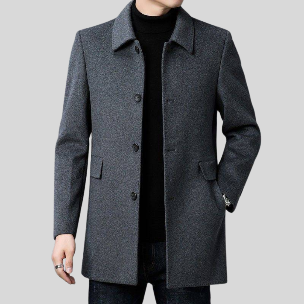 Men's Modern Coat, Tailored Fit, Premium Polyester Blend, Elegant Outerwear for Professionals