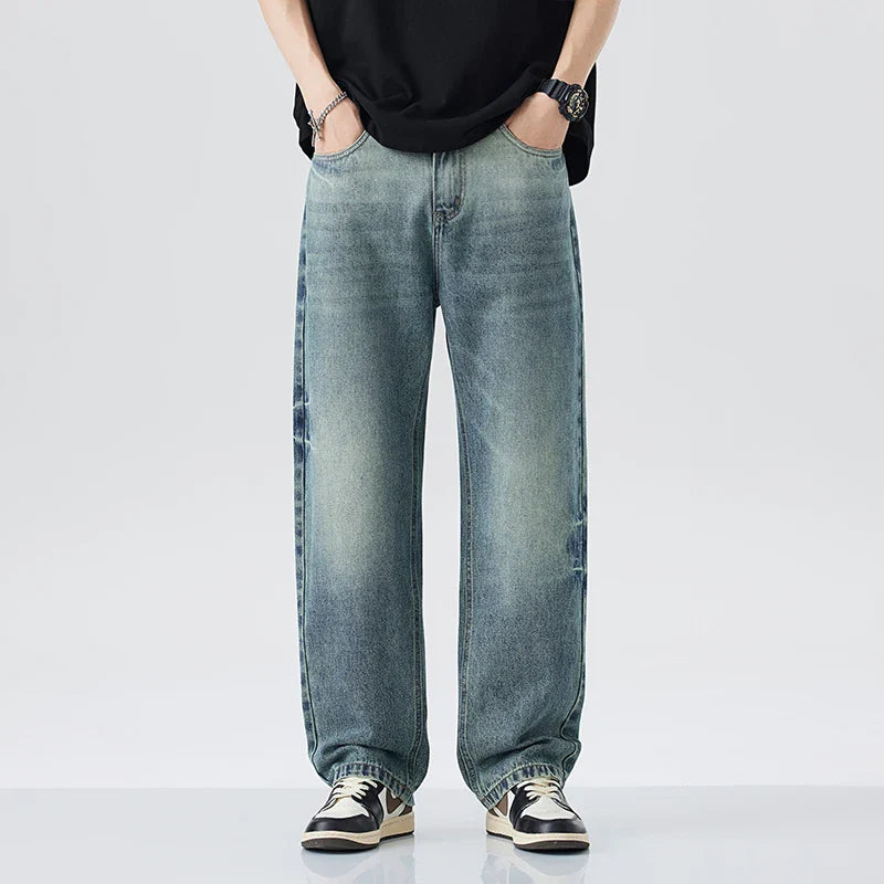 Fashionable Baggy Jeans Men in Retro Y2K Style