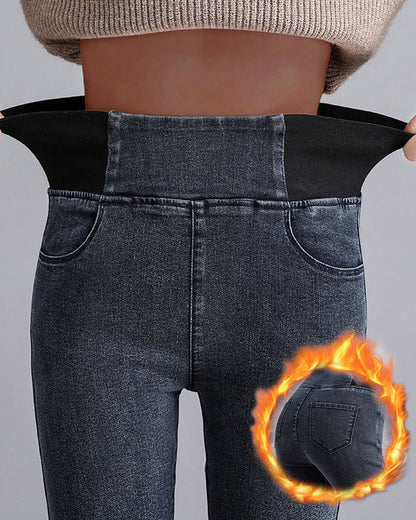 Eloura-Moda | Comfortable winter thermal warm fleece leggings with high waist for women