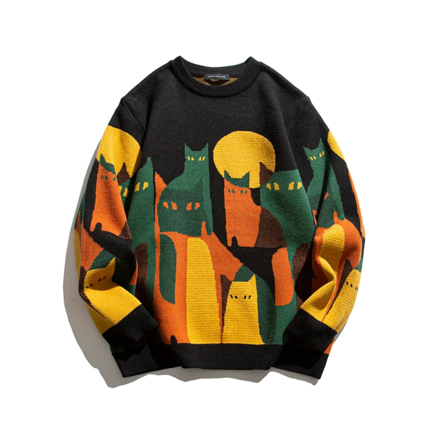 Women's Cat-Themed Sweater with Cozy Fit and Soft Fabric