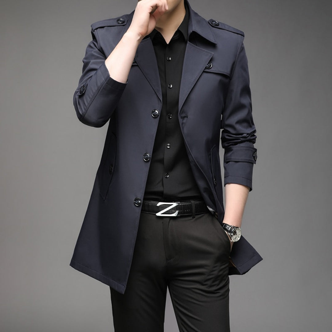 Richard Men's Single Breasted Lightweight Trench Coat Versatile Transitional Weather Outerwear by TrendAura