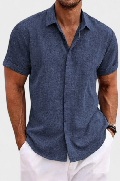 Men's Casual Short Sleeve Shirt Button Up Lightweight Breathable Regular Fit Essential